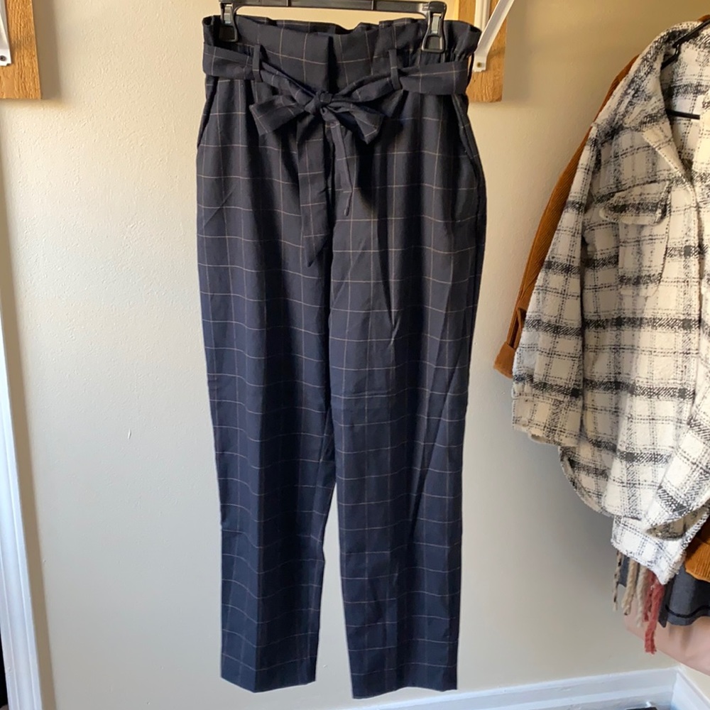 H&M Navy blue tie waist pants